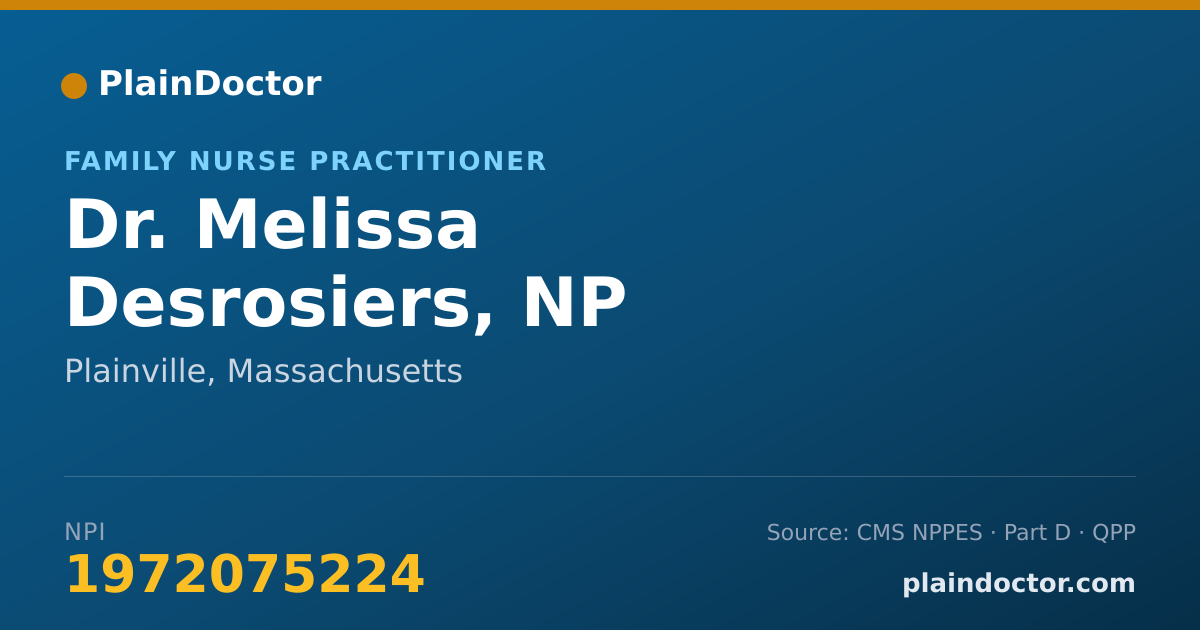 Shareable card for Melissa Desrosiers, NP - Family Nurse Practitioner, Plainville, MA