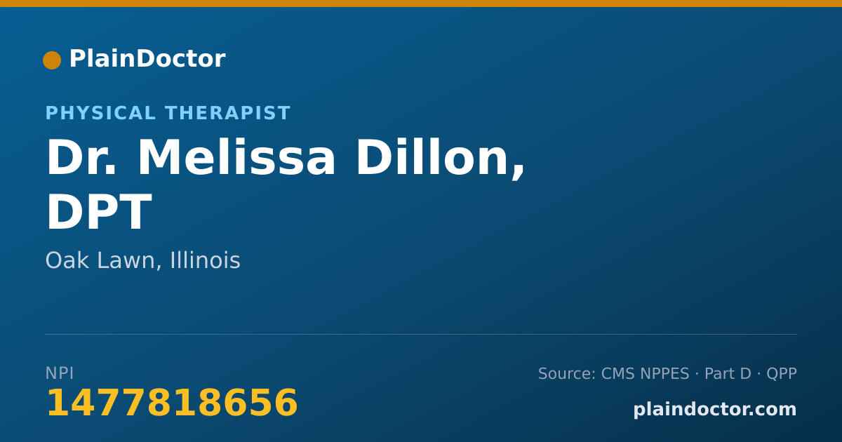 Shareable card for Melissa Dillon, DPT - Physical Therapist, Oak Lawn, IL