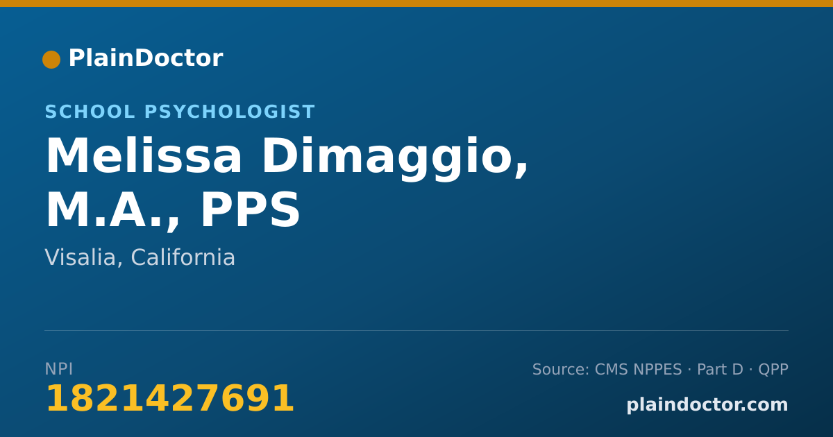 Shareable card for Melissa Dimaggio, M.A., PPS - School Psychologist, Visalia, CA