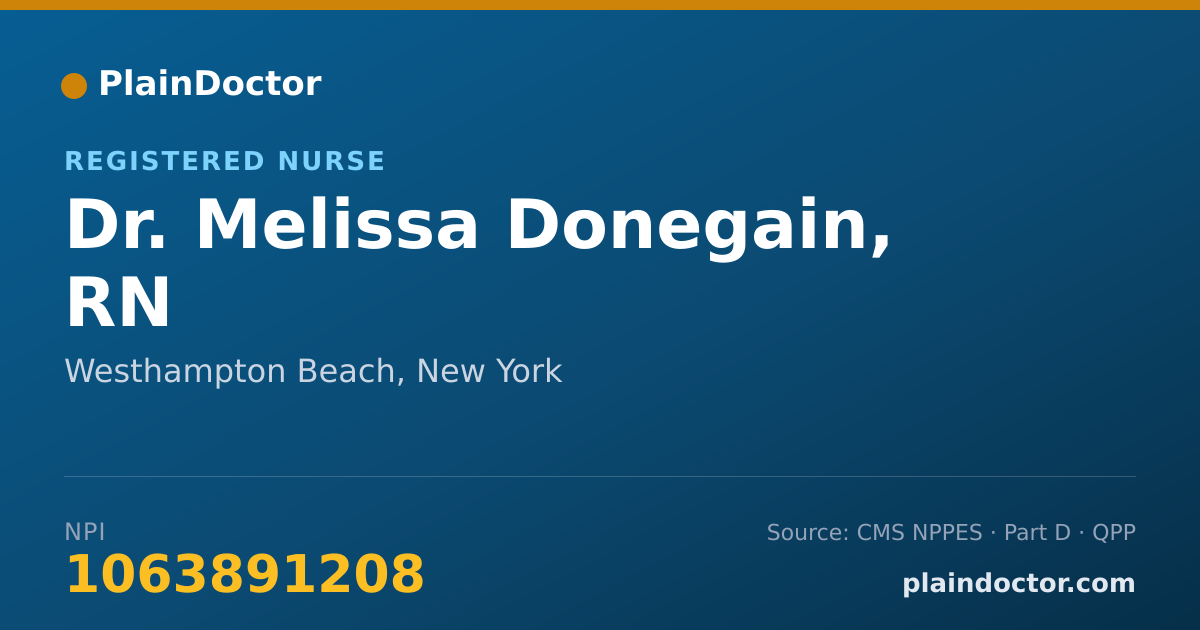 Shareable card for Melissa Donegain, RN - Registered Nurse, Westhampton Beach, NY