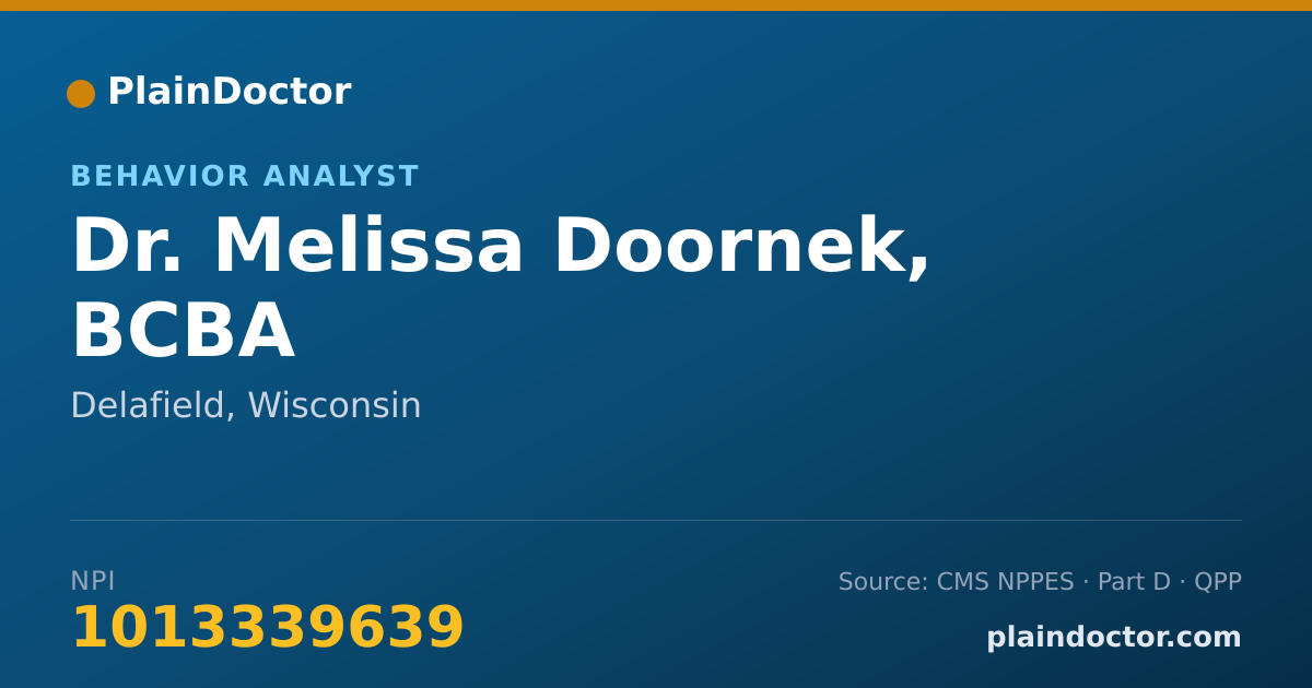 Shareable card for Melissa Doornek, BCBA - Behavior Analyst, Delafield, WI