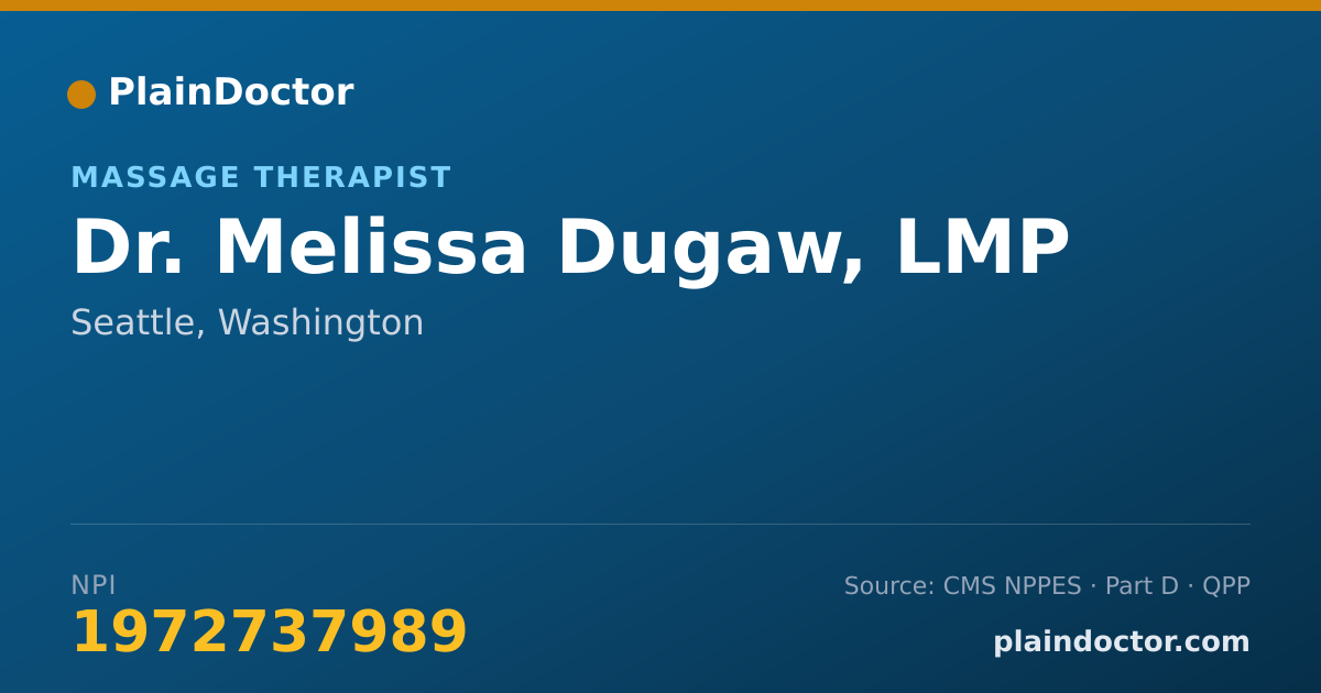 Shareable card for Melissa Dugaw, LMP - Massage Therapist, Seattle, WA