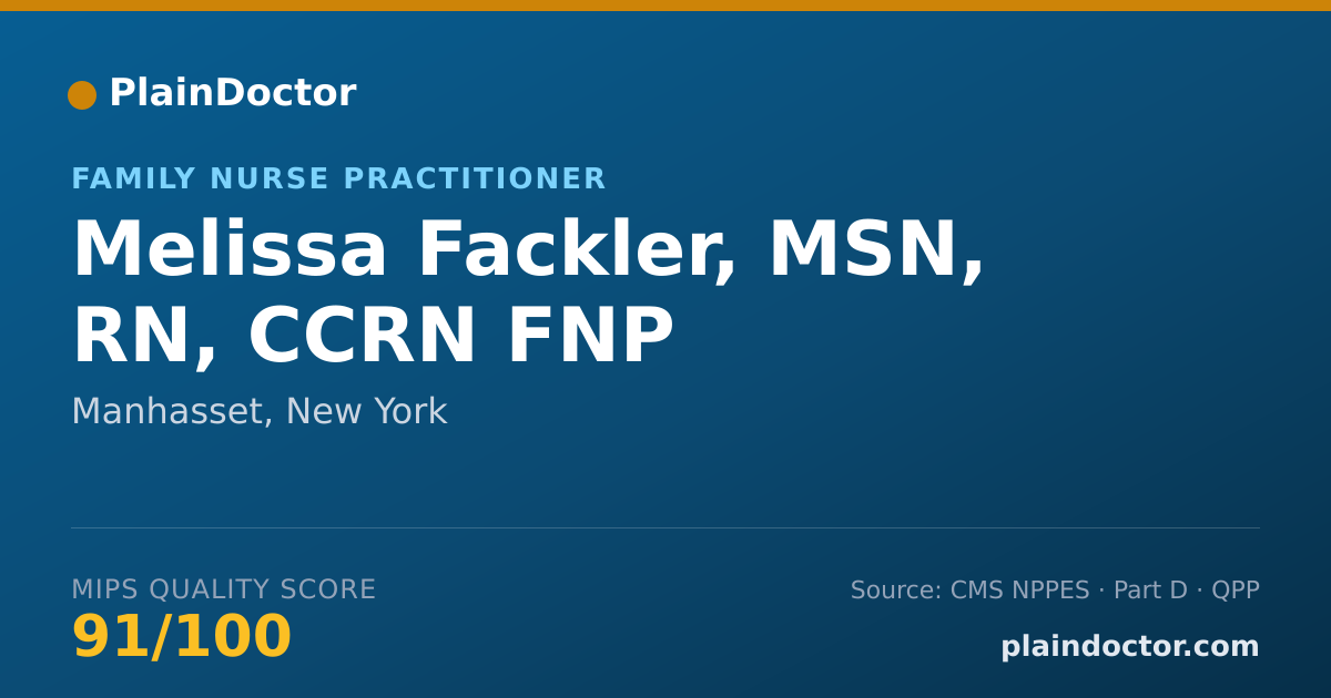 Shareable card for Melissa Fackler, MSN, RN, CCRN FNP - Family Nurse Practitioner, Manhasset, NY