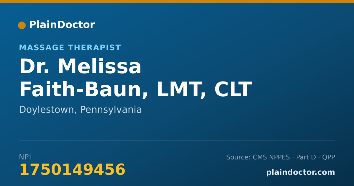 Shareable card for Melissa Faith-Baun, LMT, CLT - Massage Therapist, Doylestown, PA