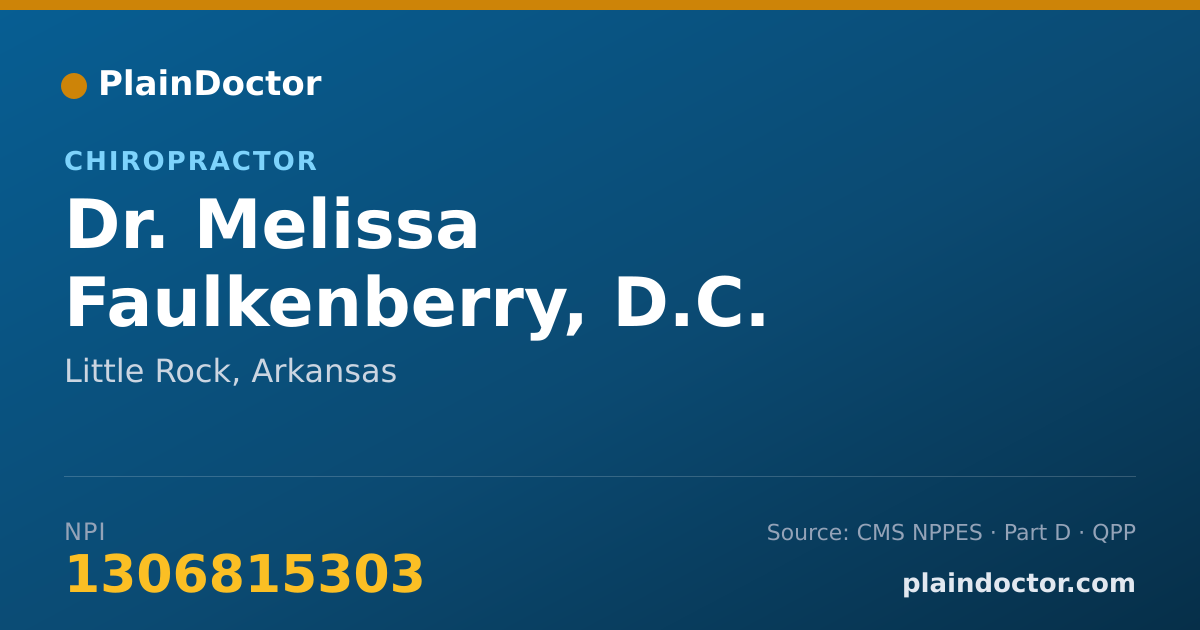 Shareable card for Melissa Faulkenberry, D.C. - Chiropractor, Little Rock, AR