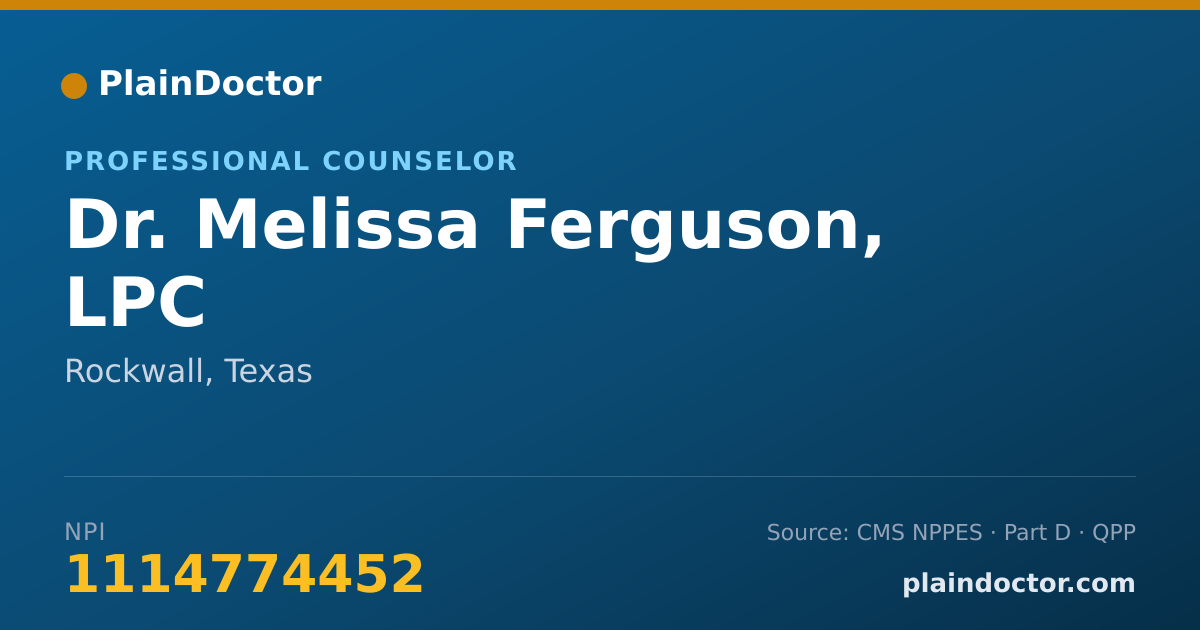 Shareable card for Melissa Ferguson, LPC - Professional Counselor, Rockwall, TX
