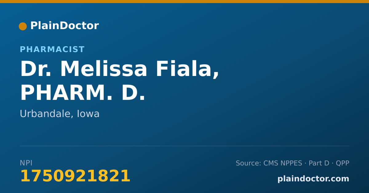Shareable card for Melissa Fiala, PHARM. D. - Pharmacist, Urbandale, IA