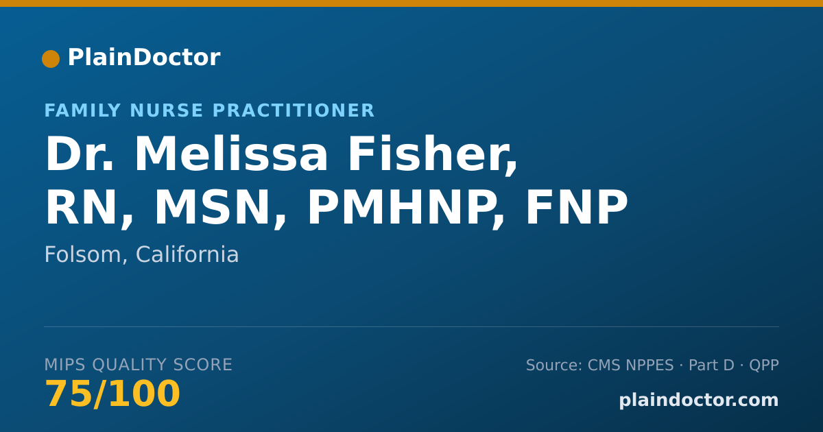 Shareable card for Melissa Fisher, RN, MSN, PMHNP, FNP - Family Nurse Practitioner, Folsom, CA