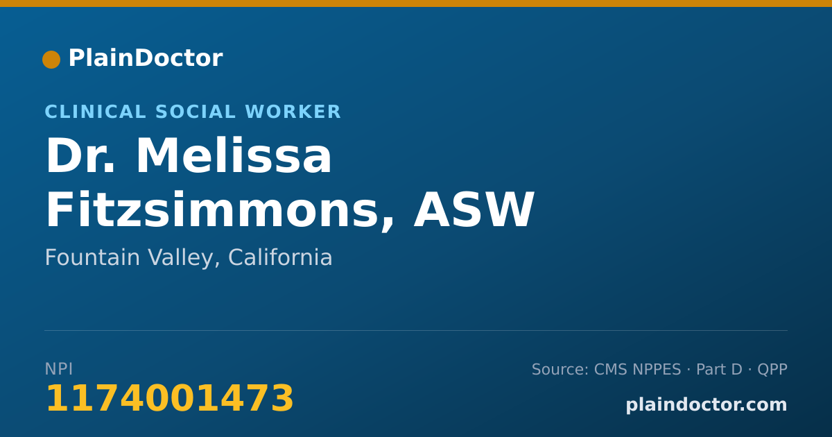 Shareable card for Melissa Fitzsimmons, ASW - Clinical Social Worker, Fountain Valley, CA