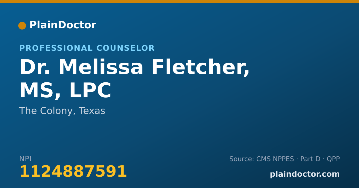 Shareable card for Melissa Fletcher, MS, LPC - Professional Counselor, The Colony, TX