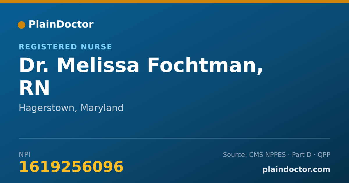 Shareable card for Melissa Fochtman, RN - Registered Nurse, Hagerstown, MD