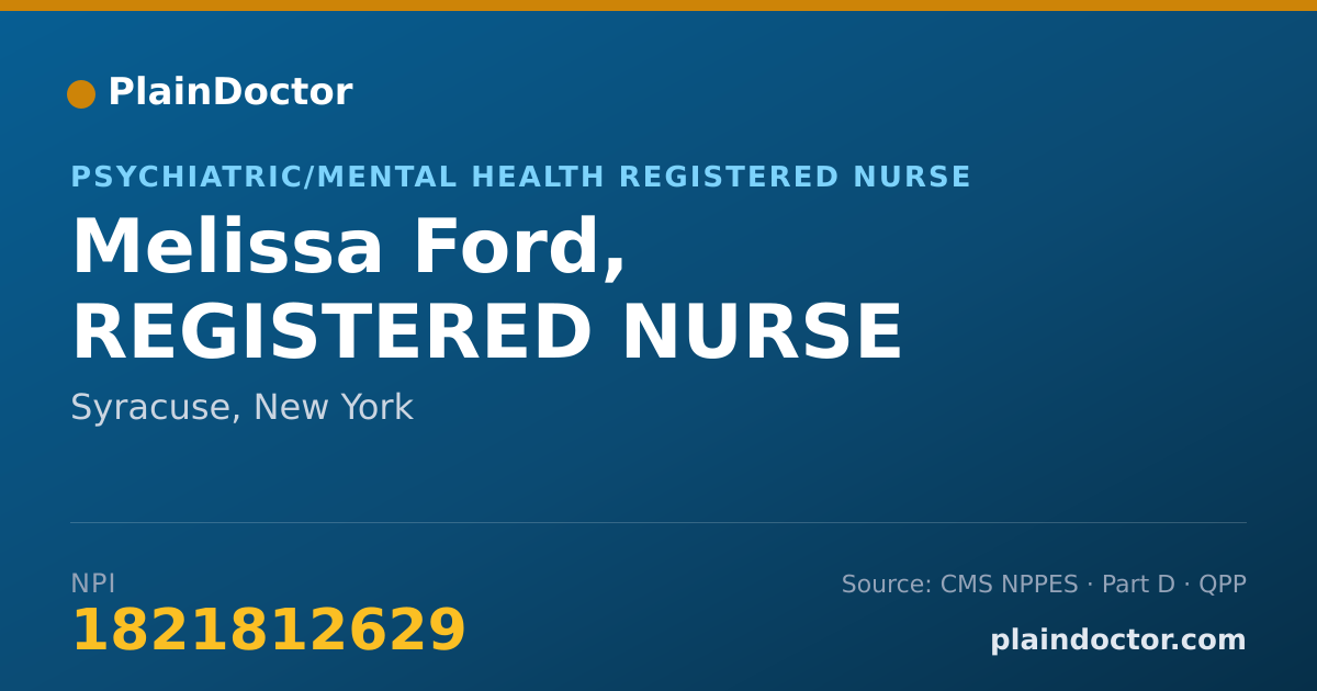 Shareable card for Melissa Ford, REGISTERED NURSE - Psychiatric/Mental Health Registered Nurse, Syracuse, NY