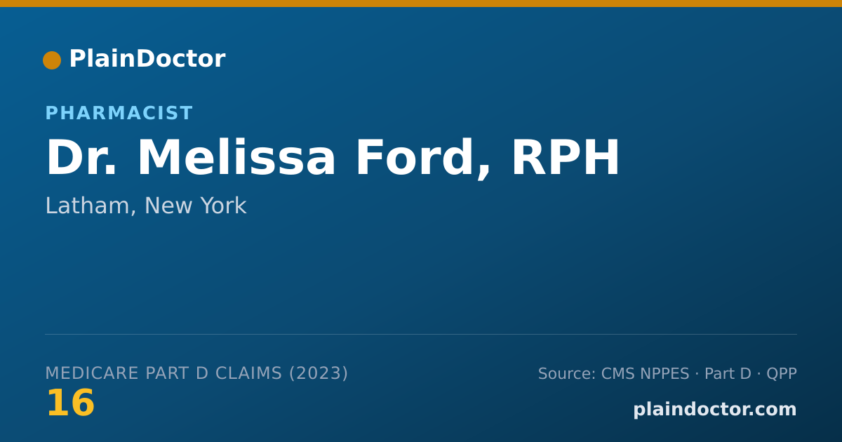 Shareable card for Melissa Ford, RPH - Pharmacist, Latham, NY