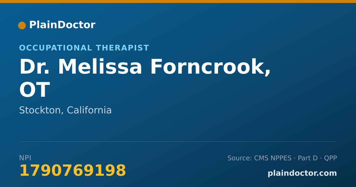 Shareable card for Melissa Forncrook, OT - Occupational Therapist, Stockton, CA