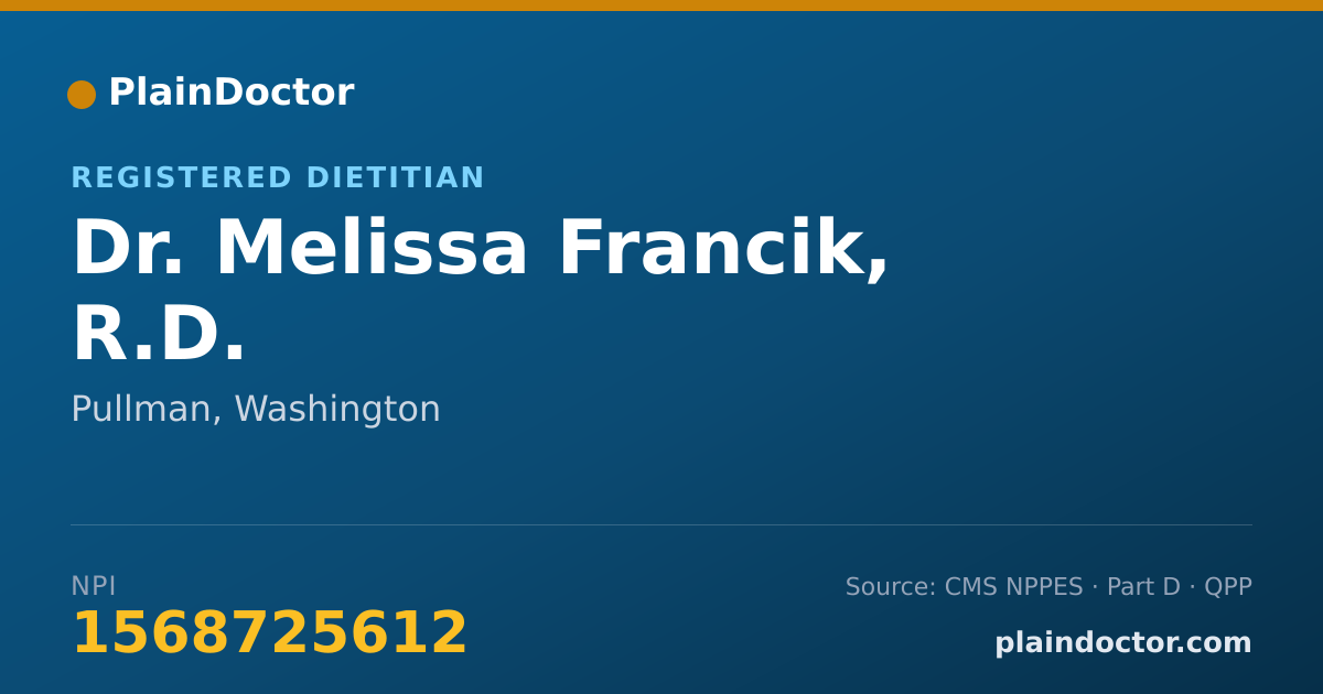Shareable card for Melissa Francik, R.D. - Registered Dietitian, Pullman, WA