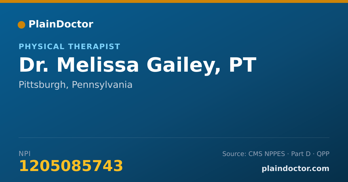 Shareable card for Melissa Gailey, PT - Physical Therapist, Pittsburgh, PA