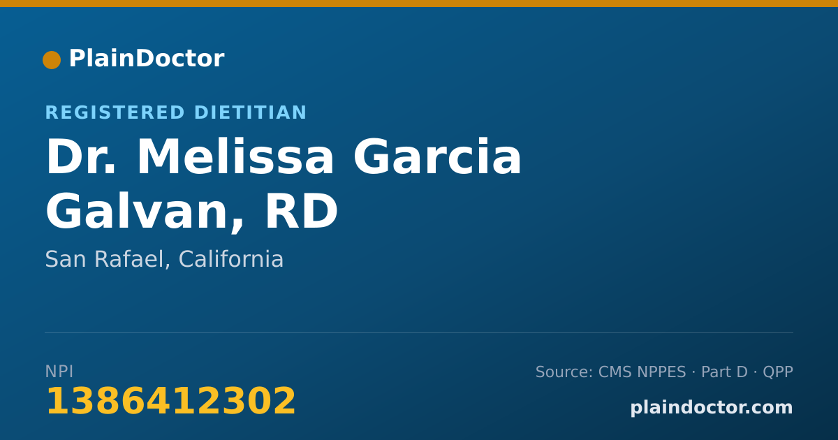 Shareable card for Melissa Garcia Galvan, RD - Registered Dietitian, San Rafael, CA