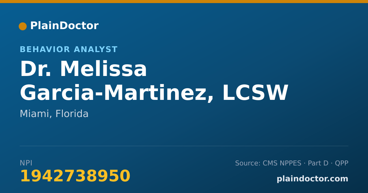 Shareable card for Melissa Garcia-Martinez, LCSW - Behavior Analyst, Miami, FL