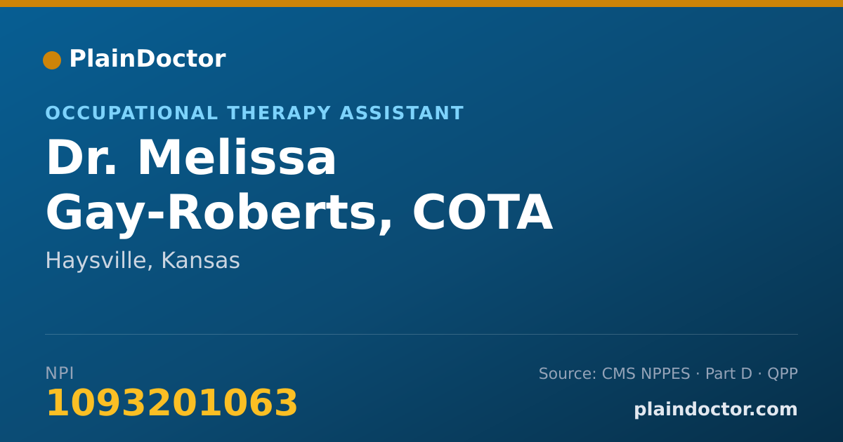 Shareable card for Melissa Gay-Roberts, COTA - Occupational Therapy Assistant, Haysville, KS