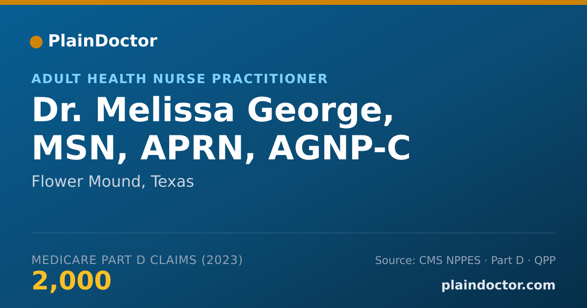 Shareable card for Melissa George, MSN, APRN, AGNP-C - Adult Health Nurse Practitioner, Flower Mound, TX