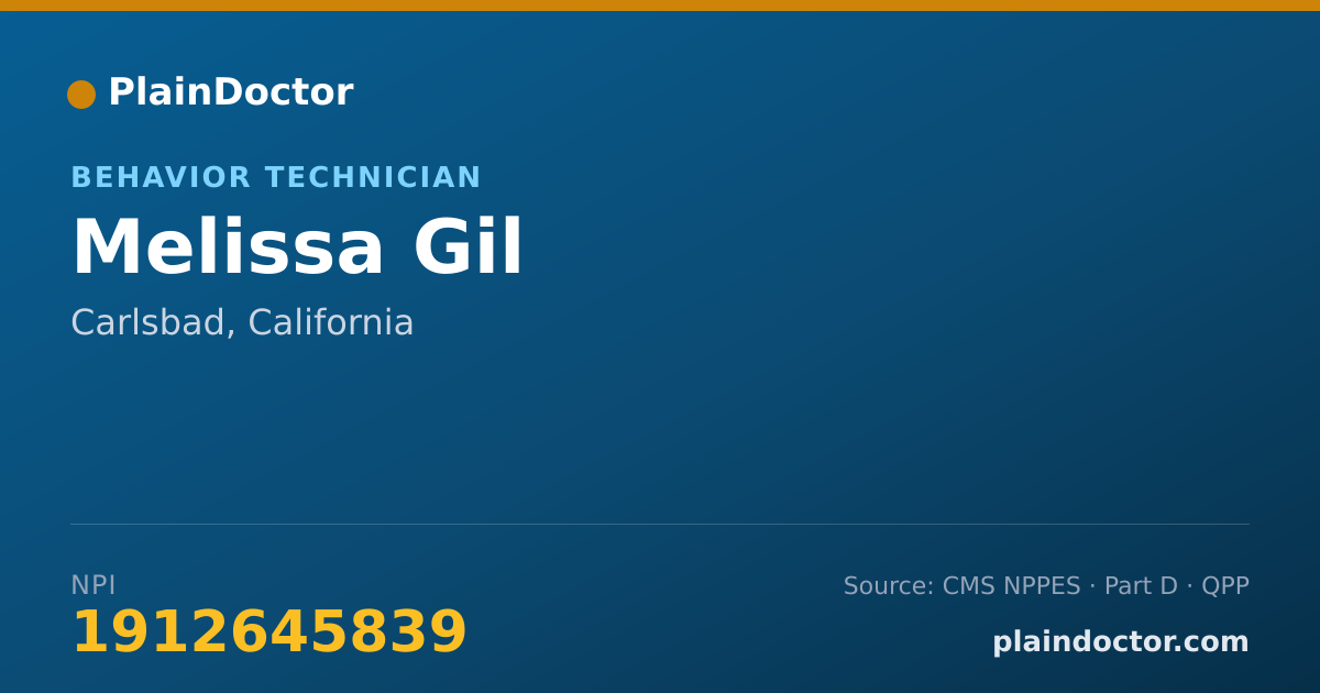 Shareable card for Melissa Gil - Behavior Technician, Carlsbad, CA