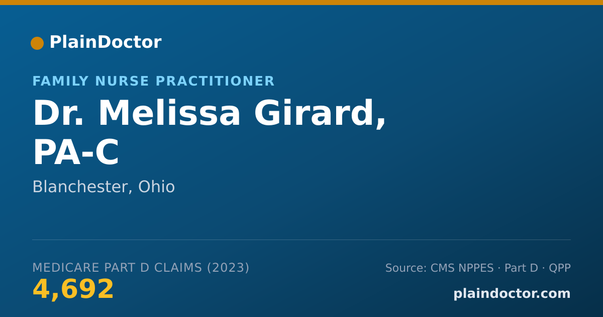 Shareable card for Melissa Girard, PA-C - Family Nurse Practitioner, Blanchester, OH