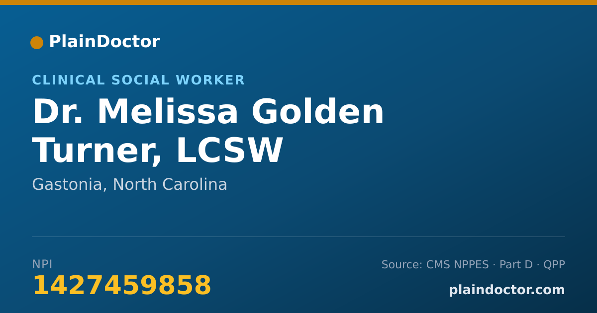 Shareable card for Melissa Golden Turner, LCSW - Clinical Social Worker, Gastonia, NC
