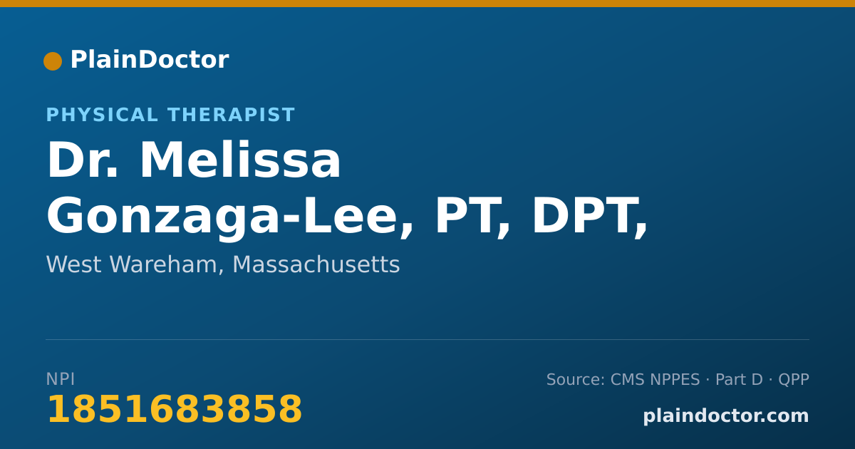 Shareable card for Melissa Gonzaga-Lee, PT, DPT, CSRS - Physical Therapist, West Wareham, MA