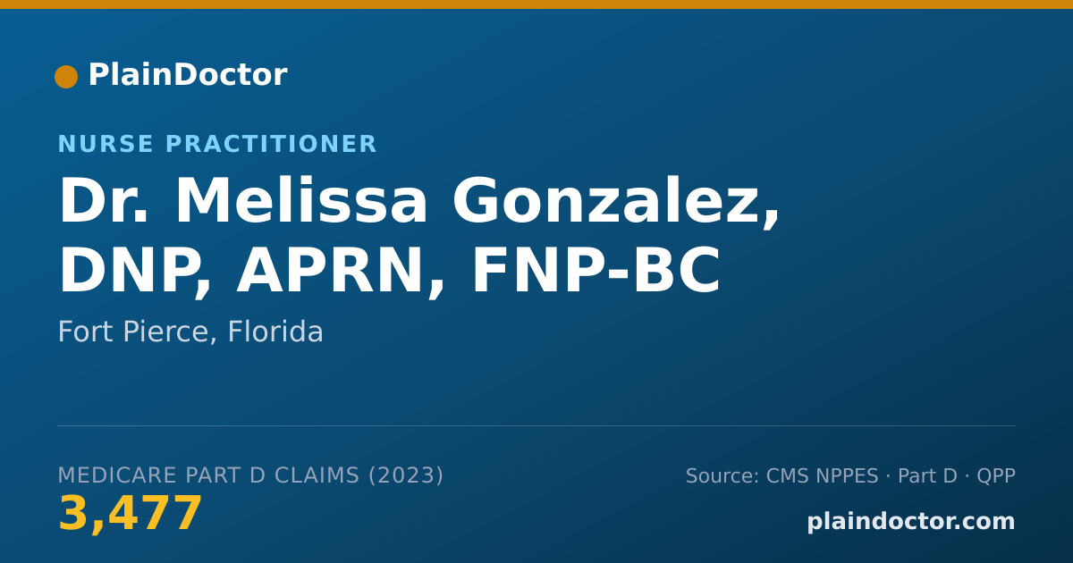 Shareable card for Melissa Gonzalez, DNP, APRN, FNP-BC - Nurse Practitioner, Fort Pierce, FL