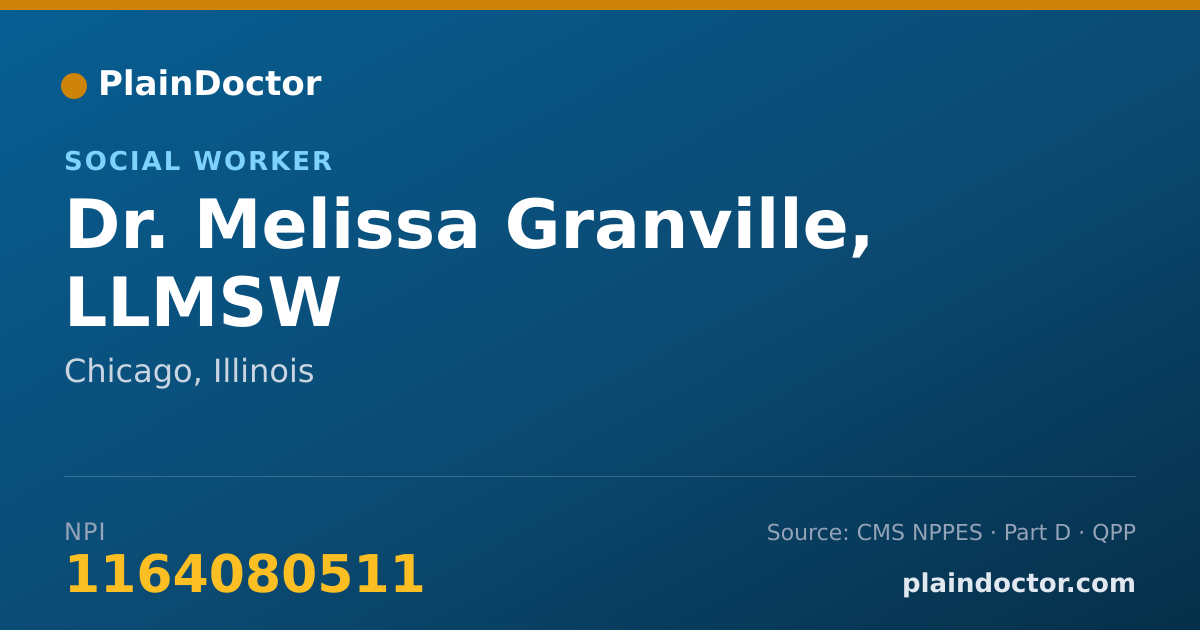 Shareable card for Melissa Granville, LLMSW - Social Worker, Chicago, IL