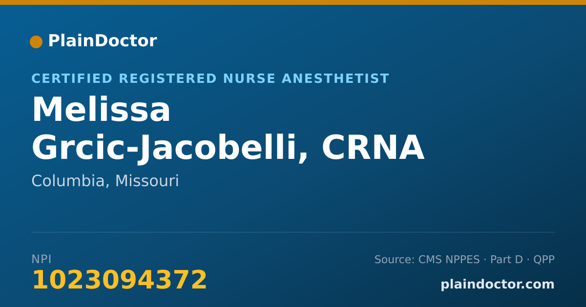 Shareable card for Melissa Grcic-Jacobelli, CRNA - Certified Registered Nurse Anesthetist, Columbia, MO