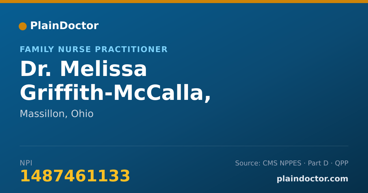 Shareable card for Melissa Griffith-McCalla, FNP-C - Family Nurse Practitioner, Massillon, OH