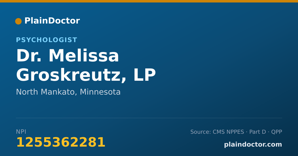 Shareable card for Melissa Groskreutz, LP - Psychologist, North Mankato, MN