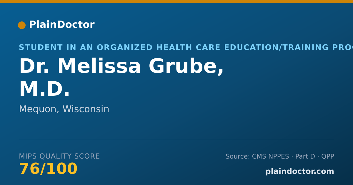 Shareable card for Melissa Grube, M.D. - Student in an Organized Health Care Education/Training Program, Mequon, WI