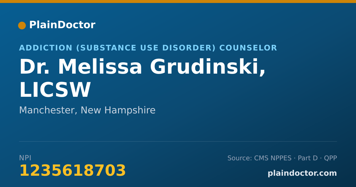 Shareable card for Melissa Grudinski, LICSW - Addiction (Substance Use Disorder) Counselor, Manchester, NH