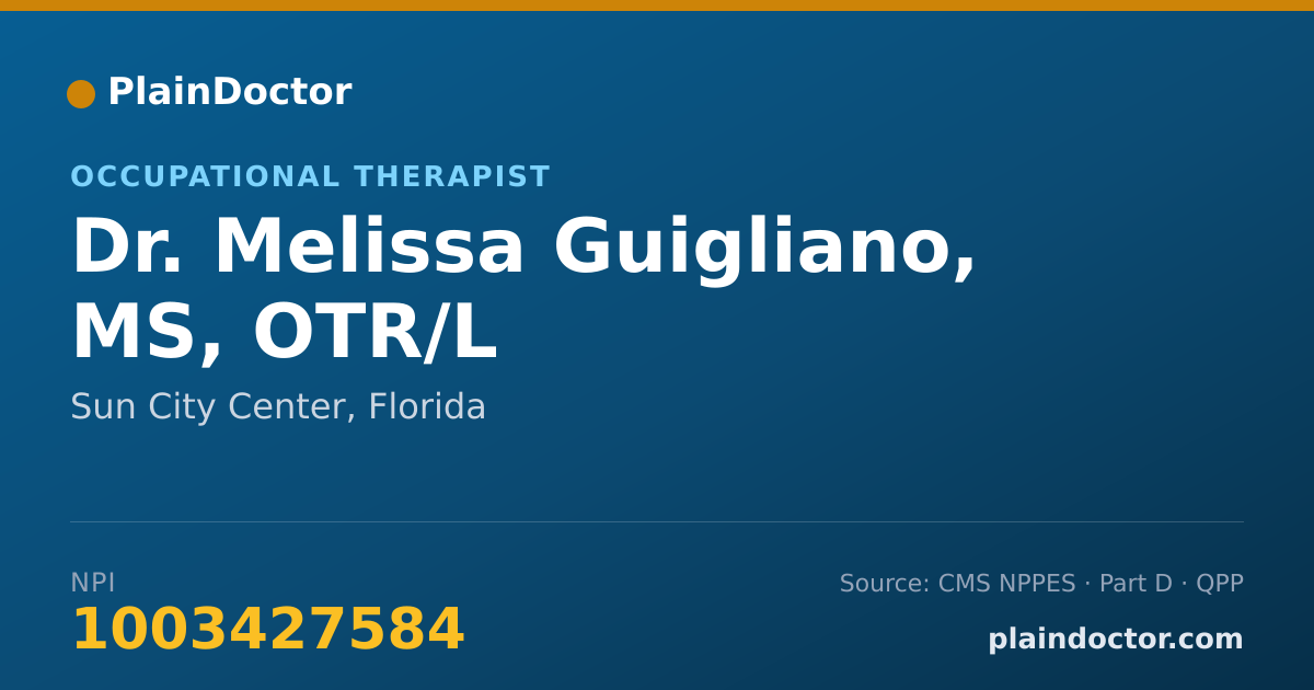 Shareable card for Melissa Guigliano, MS, OTR/L - Occupational Therapist, Sun City Center, FL