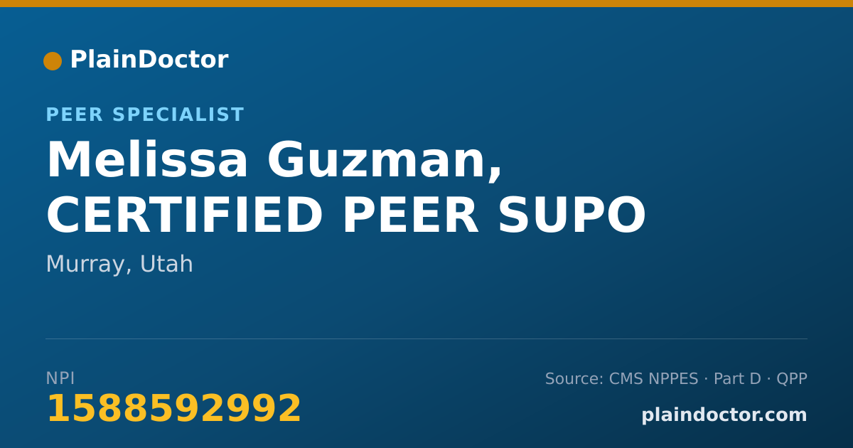 Shareable card for Melissa Guzman, CERTIFIED PEER SUPO - Peer Specialist, Murray, UT