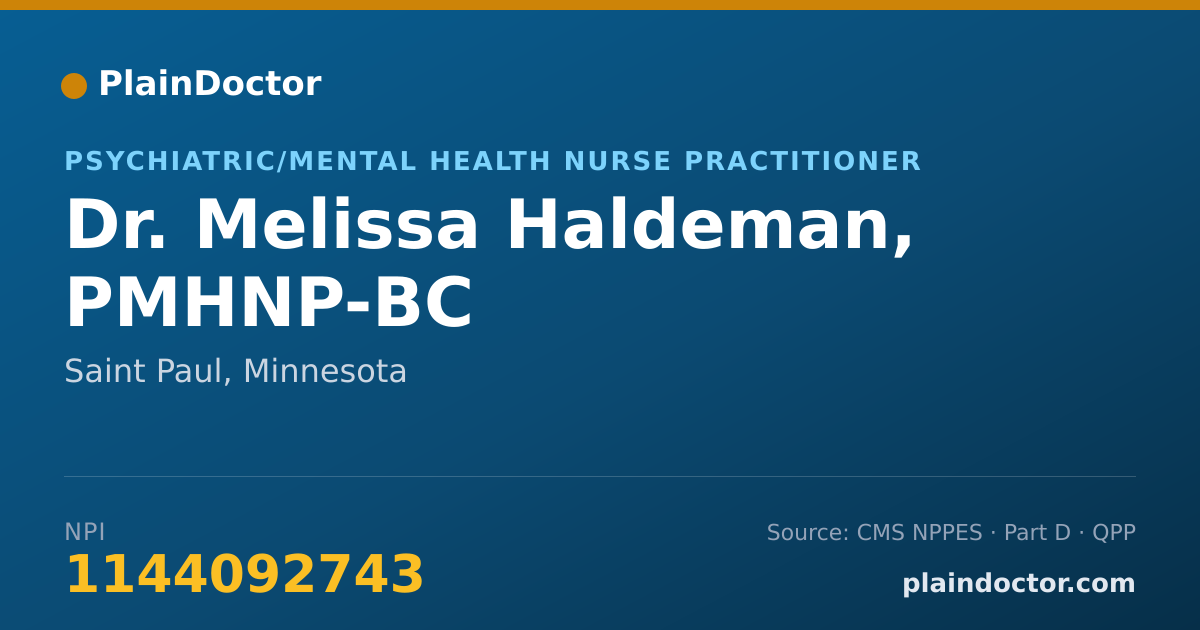 Shareable card for Melissa Haldeman, PMHNP-BC - Psychiatric/Mental Health Nurse Practitioner, Saint Paul, MN