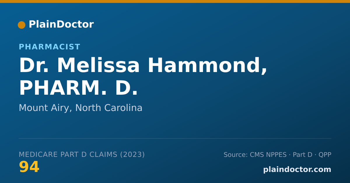 Shareable card for Melissa Hammond, PHARM. D. - Pharmacist, Mount Airy, NC