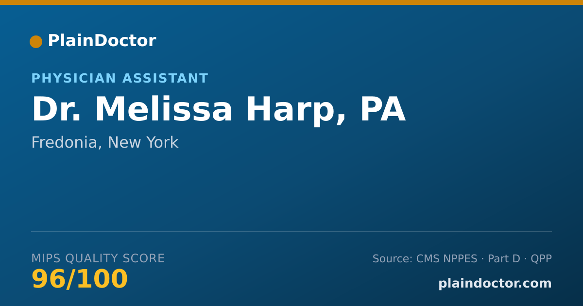 Shareable card for Melissa Harp, PA - Physician Assistant, Fredonia, NY