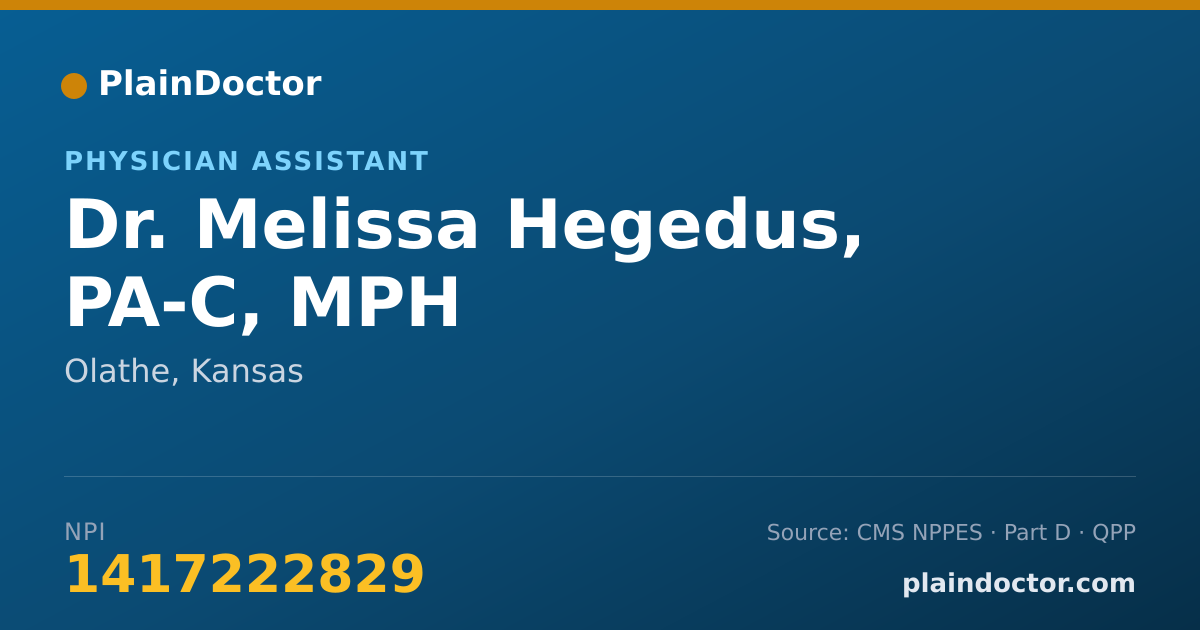 Shareable card for Melissa Hegedus, PA-C, MPH - Physician Assistant, Olathe, KS
