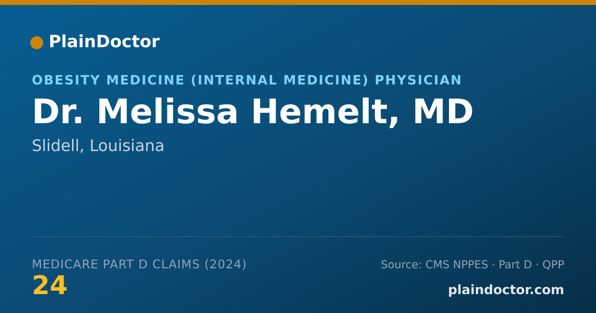 Shareable card for Melissa Hemelt, MD - Obesity Medicine (Internal Medicine) Physician, Slidell, LA