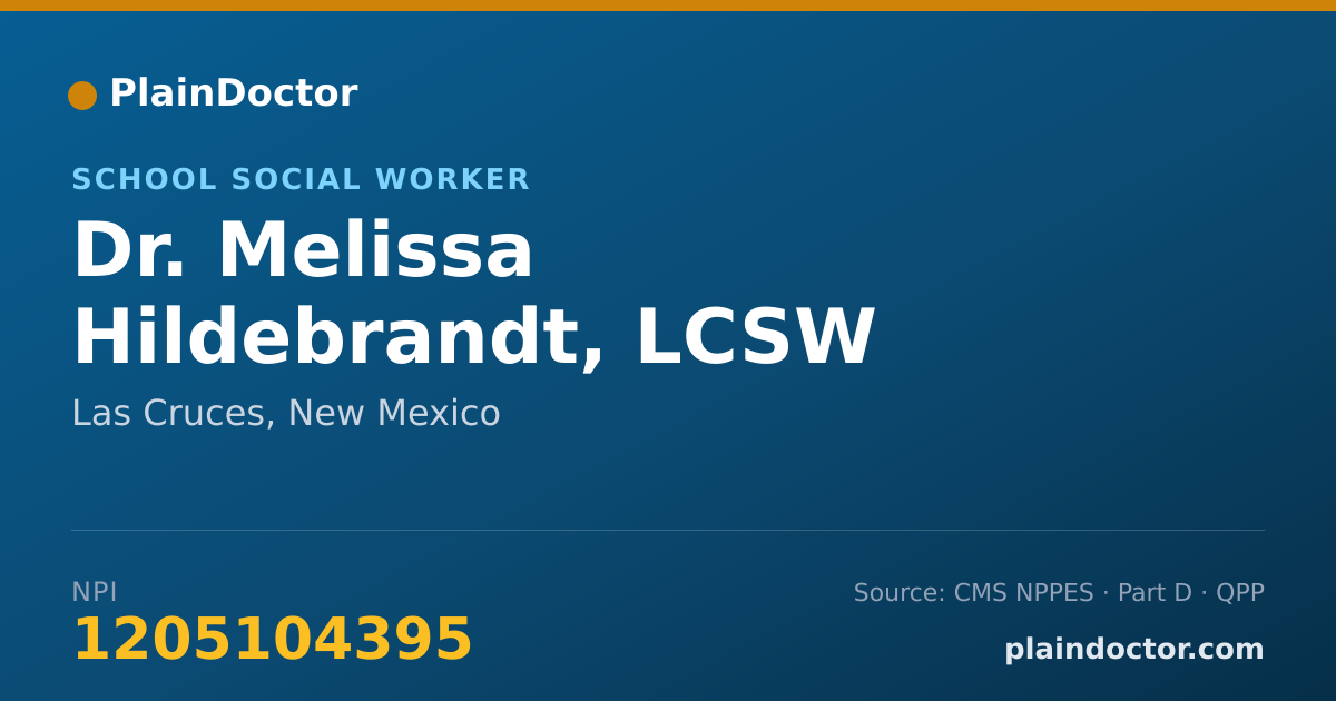 Shareable card for Melissa Hildebrandt, LCSW - School Social Worker, Las Cruces, NM