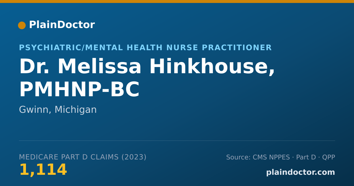 Shareable card for Melissa Hinkhouse, PMHNP-BC - Psychiatric/Mental Health Nurse Practitioner, Gwinn, MI