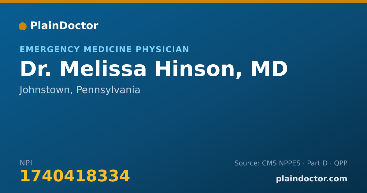 Shareable card for Melissa Hinson, MD - Emergency Medicine Physician, Johnstown, PA