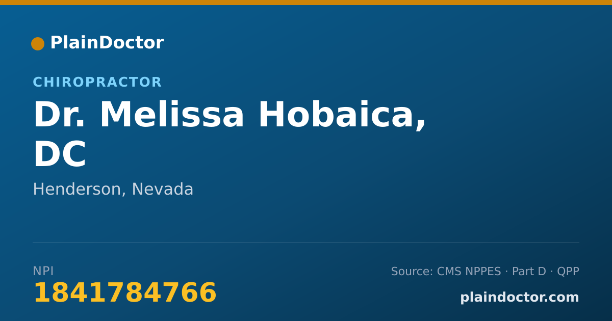 Shareable card for Melissa Hobaica, DC - Chiropractor, Henderson, NV