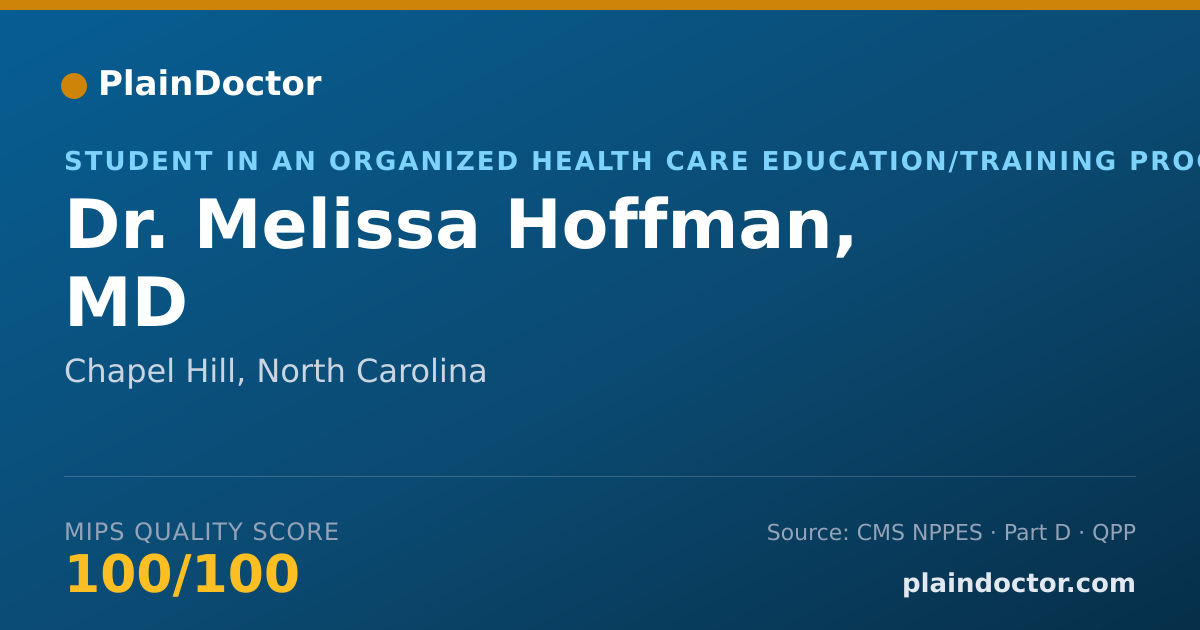 Shareable card for Melissa Hoffman, MD - Student in an Organized Health Care Education/Training Program, Chapel Hill, NC