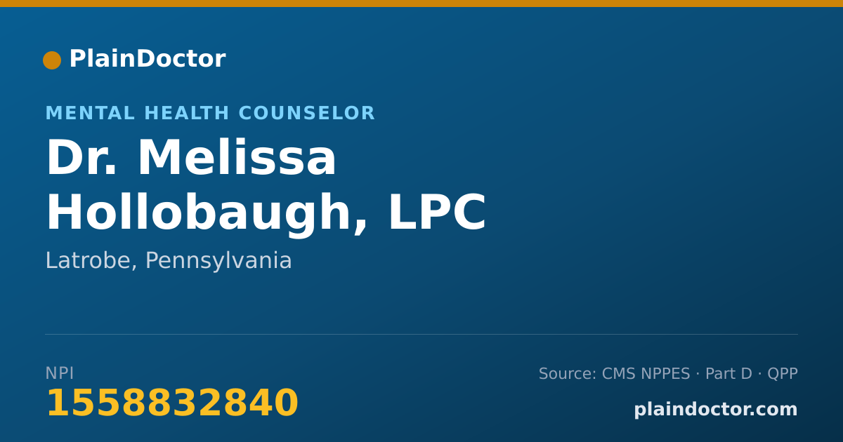 Shareable card for Melissa Hollobaugh, LPC - Mental Health Counselor, Latrobe, PA