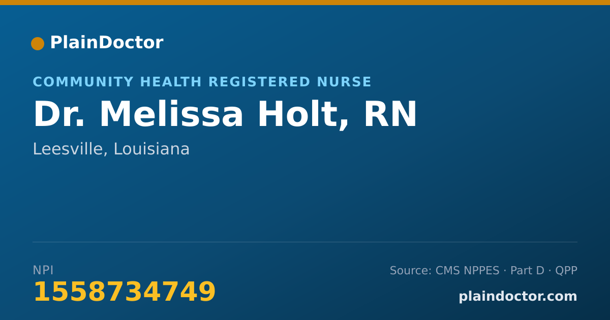 Shareable card for Melissa Holt, RN - Community Health Registered Nurse, Leesville, LA