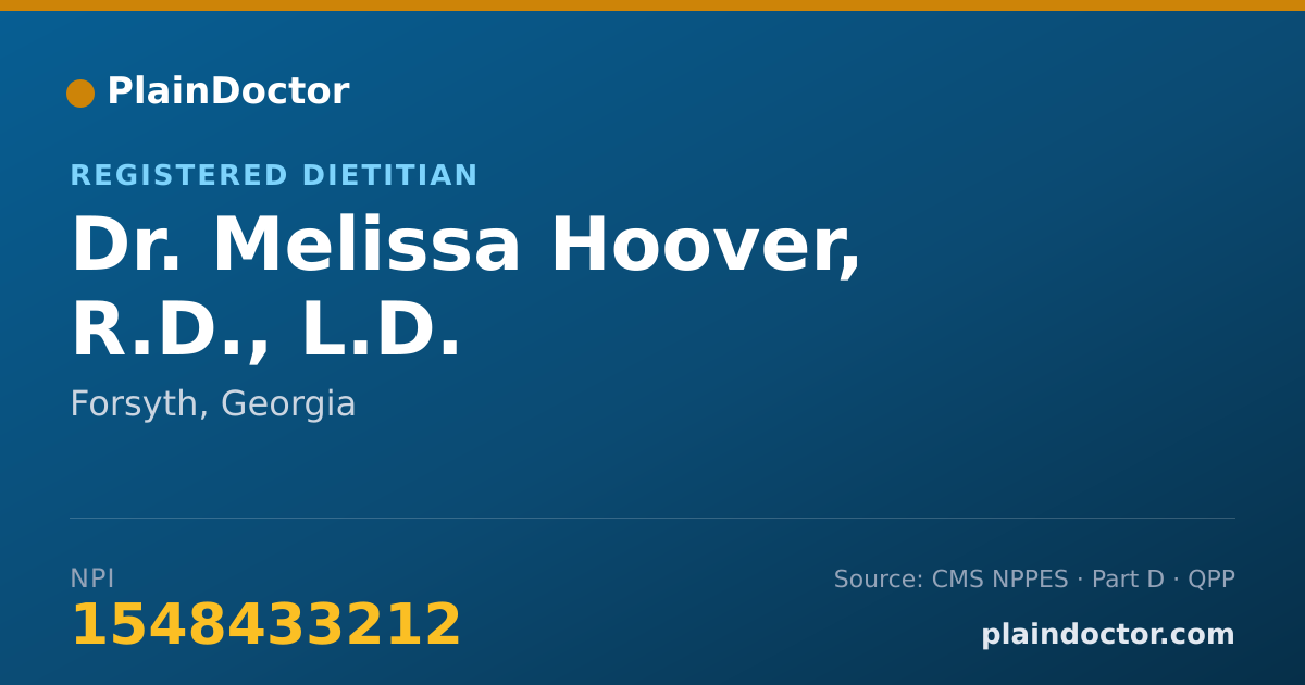 Shareable card for Melissa Hoover, R.D., L.D. - Registered Dietitian, Forsyth, GA